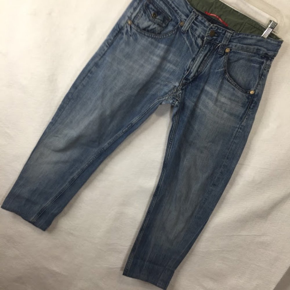 RARE Tex Rag Restyle Recycle Jeans Capri Distress - Picture 4 of 12